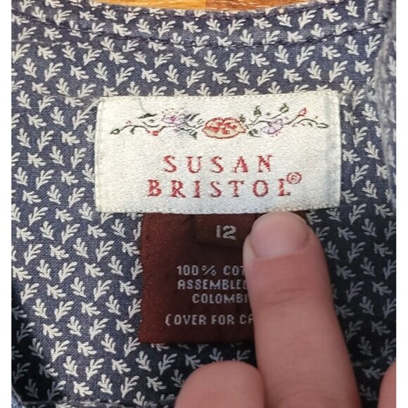 Vintage Susan Bristol Size 12 Denim Embroidered Dress Modest - Picture 6 of 11